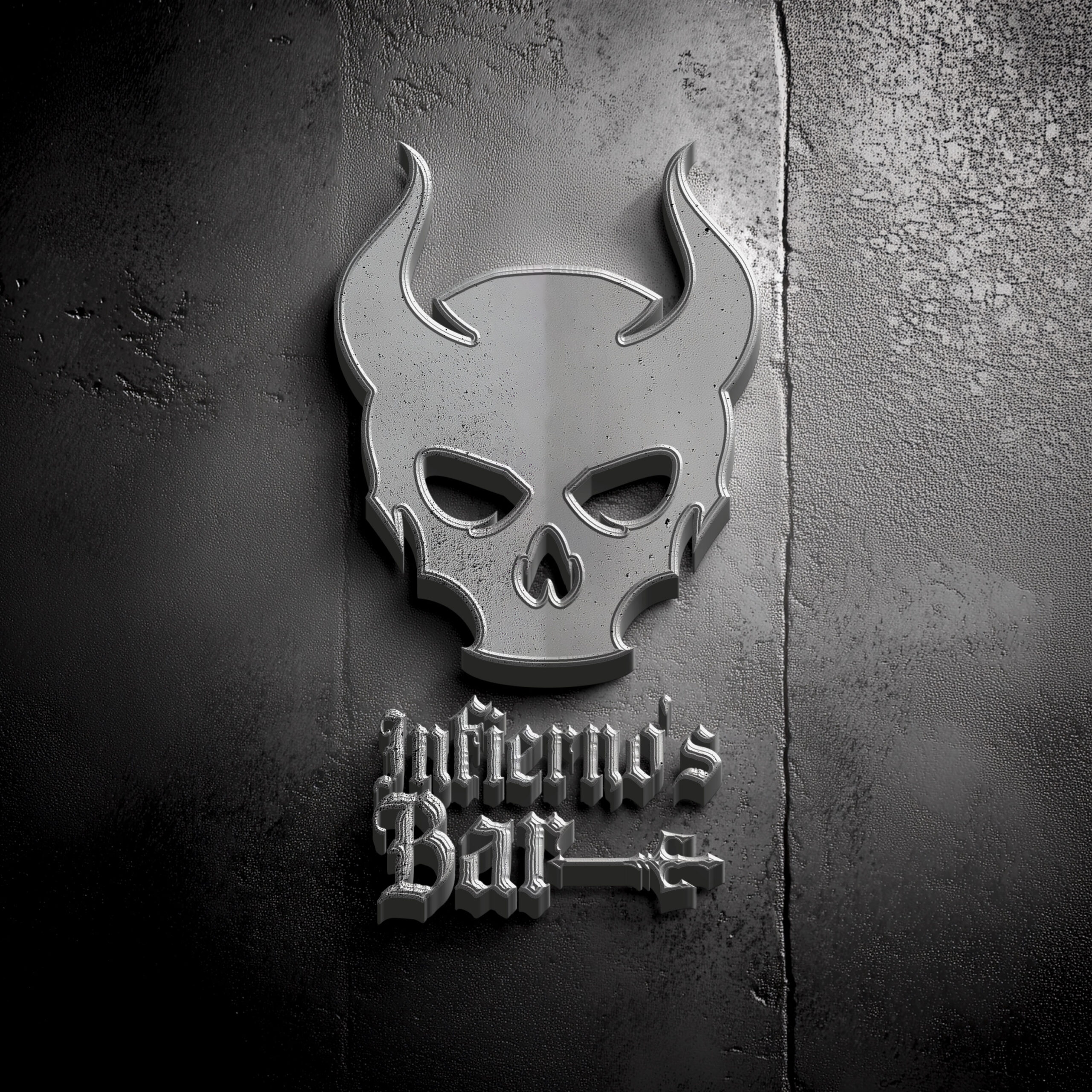 3d Realistic Metal Logo Mockup on Concrete